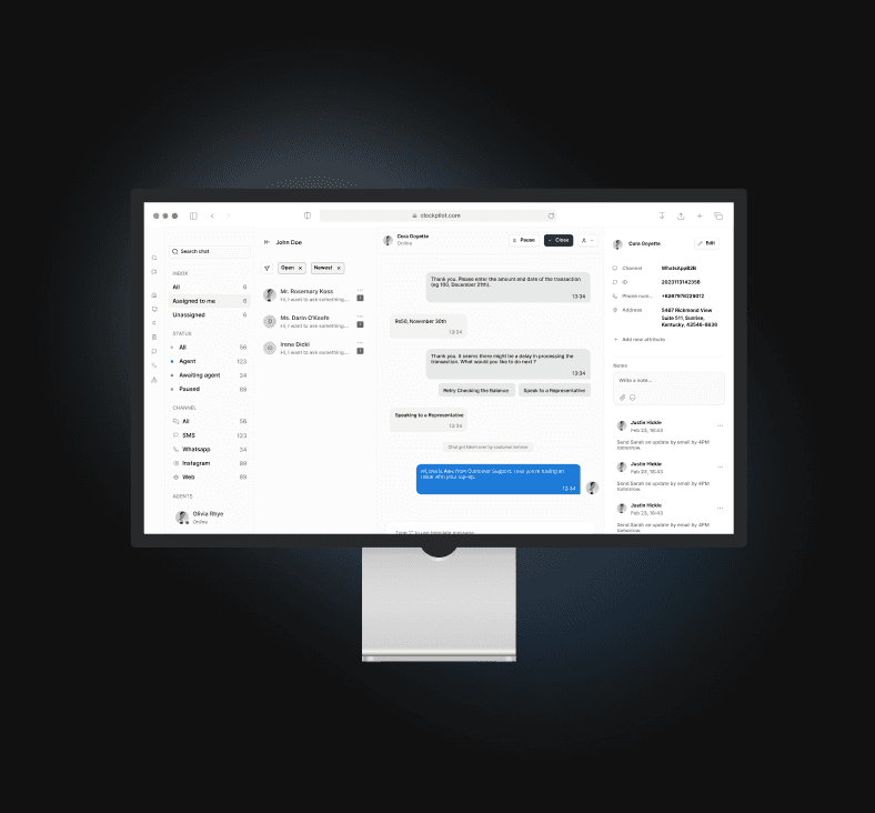 ClockPilot interface on a monitor